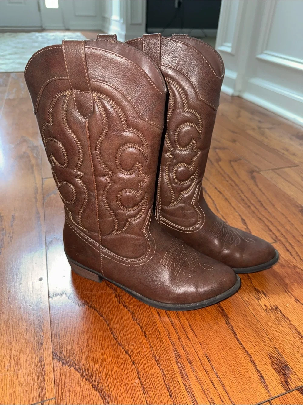 Cat & Jack Brown Girls' Western Riding Boots Size 5 Excellent Condition